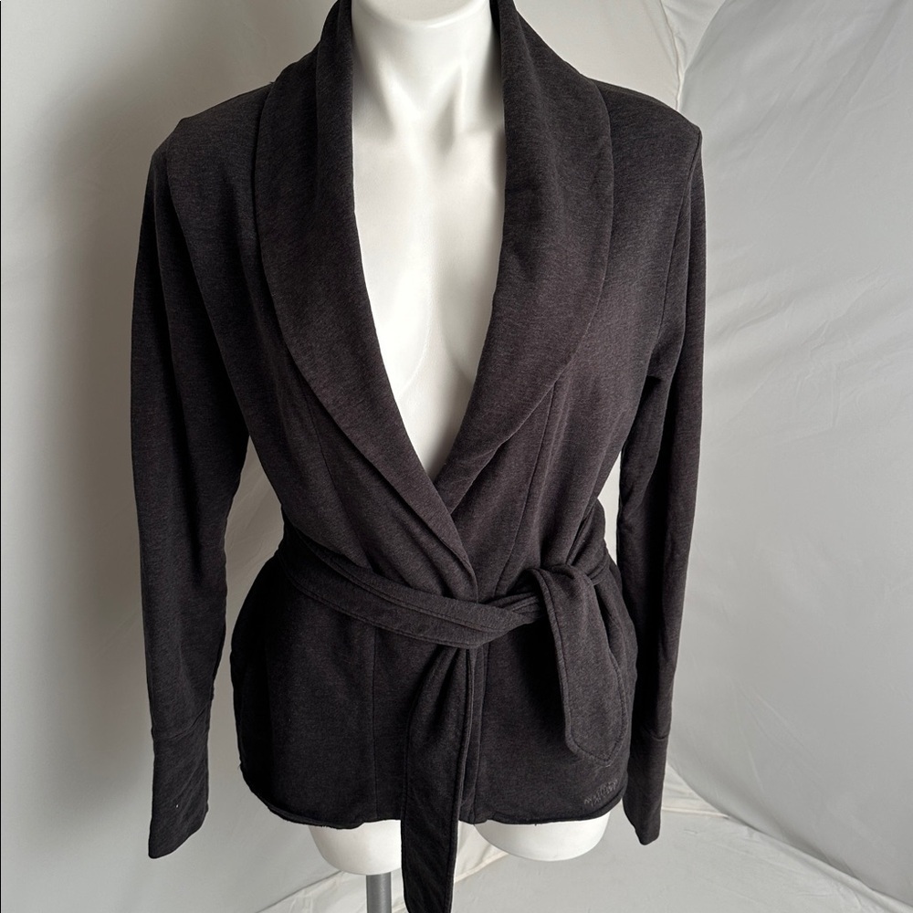 The North Face dark gray tie belt soft stretch cotton blend cardigan M